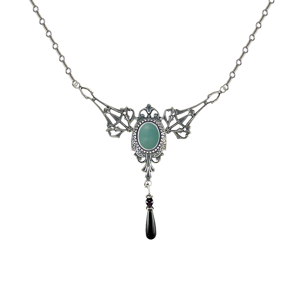 Sterling Silver Victorian Necklace With Aventurine